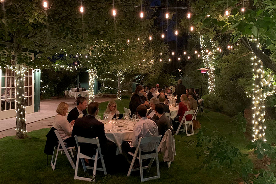 Night wedding on the South Lawn at The Greenbriar Inn in summer